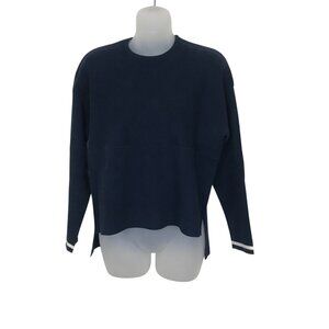 ME & EM Navy Blue Wool Cotton Blend High Low Hem Size 10